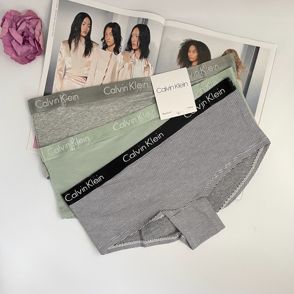 NEW Calvin Klein Stretch Cotton BoyShorts 3pc